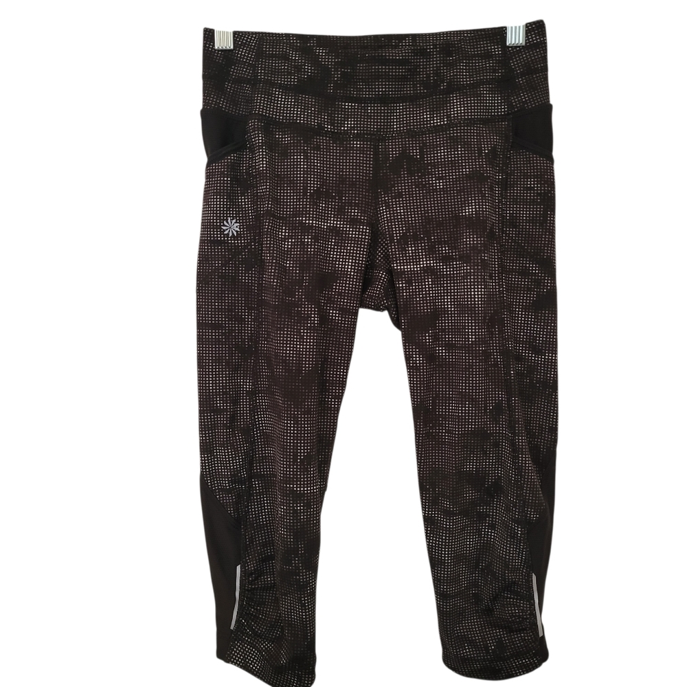 Athleta Arrow Be Free Crop Leggings Black/Gray sz XS